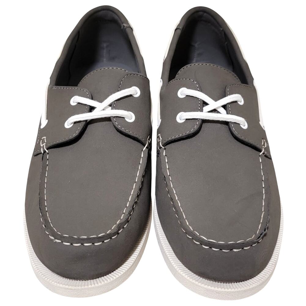 Club Room Men 2-Eye Casual Boat Shoes Elliot Size US 11M Grey Faux Leather - Picture 4 of 5